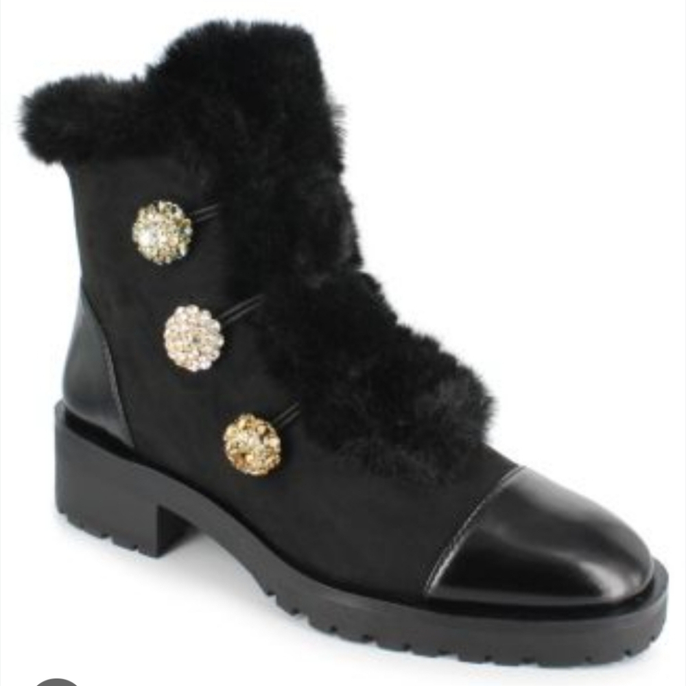 NWT Nanette Lepore Black Faux Fur Lined Boots Siz 7